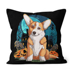Halloween Pillow Cute Corgi Dog Pumpkin And Moon Halloween Costumes Corgi Dog Jack O Lantern Pumpkin Halloween Throw Pillows - Scotstee Shop