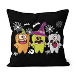 Halloween Pillow Dental Hygienist Halloween Pumpkin Ghost Witch Tooth Halloween Throw Pillows Canvas Throw Pillow - Scotstee Shop