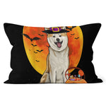Halloween Pillow Dog Halloween Akita Jack O Lantern Pumpkin Halloween Throw Pillows Canvas Throw Pillow - Scotstee Shop