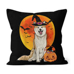 Halloween Pillow Dog Halloween Akita Jack O Lantern Pumpkin Halloween Throw Pillows Canvas Throw Pillow - Scotstee Shop