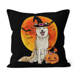 Halloween Pillow Dog Halloween Akita Jack O Lantern Pumpkin Halloween Throw Pillows Canvas Throw Pillow - Scotstee Shop