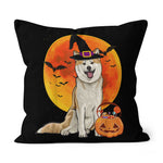 Halloween Pillow Dog Halloween Akita Jack O Lantern Pumpkin Halloween Throw Pillows Canvas Throw Pillow - Scotstee Shop