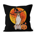 Halloween Pillow Dog Halloween Basenji Jack O Lantern Pumpkin Halloween Throw Pillows Canvas Throw Pillow - Scotstee Shop