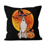 Halloween Pillow Dog Halloween Basenji Jack O Lantern Pumpkin Halloween Throw Pillows Canvas Throw Pillow - Scotstee Shop