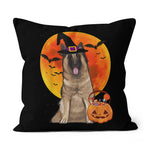Halloween Pillow Dog Halloween Belgian Tervuren Jack O Lantern Pumpkin Halloween Throw Pillows Canvas Throw Pillow - Scotstee Shop