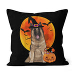 Halloween Pillow Dog Halloween Belgian Tervuren Jack O Lantern Pumpkin Halloween Throw Pillows Canvas Throw Pillow - Scotstee Shop