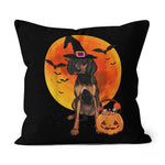Halloween Pillow Dog Halloween Black and Tan Coonhound Jack O Lantern Pumpkin Halloween Throw Pillows Canvas Throw Pillow - Scotstee Shop