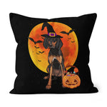 Halloween Pillow Dog Halloween Black and Tan Coonhound Jack O Lantern Pumpkin Halloween Throw Pillows Canvas Throw Pillow - Scotstee Shop