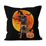 Halloween Pillow Dog Halloween Black and Tan Coonhound Jack O Lantern Pumpkin Halloween Throw Pillows Canvas Throw Pillow - Scotstee Shop