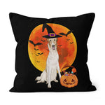 Halloween Pillow Dog Halloween Borzoi Jack O Lantern Pumpkin Halloween Throw Pillows Canvas Throw Pillow - Scotstee Shop