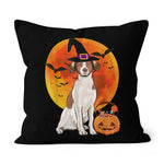 Halloween Pillow Dog Halloween Brittany Jack O Lantern Pumpkin Halloween Throw Pillows Canvas Throw Pillow - Scotstee Shop