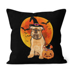 Halloween Pillow Dog Halloween Brussels Griffon Jack O Lantern Pumpkin Halloween Throw Pillows Canvas Throw Pillow - Scotstee Shop