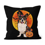 Halloween Pillow Dog Halloween Cardigan Welsh Corgi Jack O Lantern Pumpkin Halloween Throw Pillows Canvas Throw Pillow - Scotstee Shop