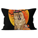 Halloween Pillow Dog Halloween Chow Chow Jack O Lantern Pumpkin Halloween Throw Pillows Canvas Throw Pillow - Scotstee Shop
