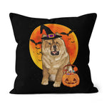 Halloween Pillow Dog Halloween Chow Chow Jack O Lantern Pumpkin Halloween Throw Pillows Canvas Throw Pillow - Scotstee Shop