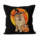 Halloween Pillow Dog Halloween Chow Chow Jack O Lantern Pumpkin Halloween Throw Pillows Canvas Throw Pillow - Scotstee Shop
