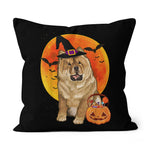 Halloween Pillow Dog Halloween Chow Chow Jack O Lantern Pumpkin Halloween Throw Pillows Canvas Throw Pillow - Scotstee Shop