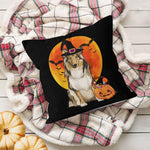Halloween Pillow Dog Halloween Collie Jack O Lantern Pumpkin Halloween Throw Pillows Canvas Throw Pillow - Scotstee Shop