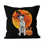 Halloween Pillow Dog Halloween Dalmatian Jack O Lantern Pumpkin Halloween Throw Pillows Canvas Throw Pillow - Scotstee Shop