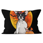 Halloween Pillow Dog Halloween French Bulldog Jack O Lantern Pumpkin Halloween Throw Pillows - All-over Print Canvas Throw Pillow - Scotstee Shop