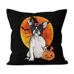 Halloween Pillow Dog Halloween French Bulldog Jack O Lantern Pumpkin Halloween Throw Pillows - All-over Print Canvas Throw Pillow - Scotstee Shop