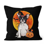 Halloween Pillow Dog Halloween French Bulldog Jack O Lantern Pumpkin Halloween Throw Pillows Canvas Throw Pillow - Scotstee Shop