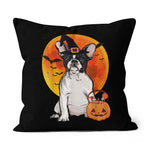 Halloween Pillow Dog Halloween French Bulldog Jack O Lantern Pumpkin Halloween Throw Pillows Canvas Throw Pillow - Scotstee Shop