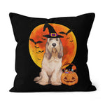 Halloween Pillow Dog Halloween Grand Basset Griffon Vendeen Jack O Lantern Halloween Throw Pillows Canvas Throw Pillow - Scotstee Shop