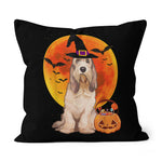 Halloween Pillow Dog Halloween Grand Basset Griffon Vendeen Jack O Lantern Halloween Throw Pillows Canvas Throw Pillow - Scotstee Shop