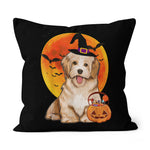 Halloween Pillow Dog Halloween Havanese Jack O Lantern Pumpkin Halloween Throw Pillows Canvas Throw Pillow - Scotstee Shop