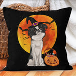 Halloween Pillow Dog Halloween Japanese Chin Jack O Lantern Pumpkin Halloween Throw Pillows Canvas Throw Pillow - Scotstee Shop