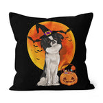 Halloween Pillow Dog Halloween Japanese Chin Jack O Lantern Pumpkin Halloween Throw Pillows Canvas Throw Pillow - Scotstee Shop