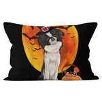 Halloween Pillow Dog Halloween Japanese Chin Jack O Lantern Pumpkin Halloween Throw Pillows Canvas Throw Pillow - Scotstee Shop