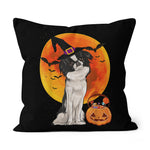 Halloween Pillow Dog Halloween Japanese Chin Jack O Lantern Pumpkin Halloween Throw Pillows Canvas Throw Pillow - Scotstee Shop