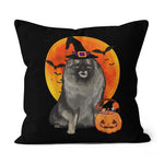 Halloween Pillow Dog Halloween Keeshond Jack O Lantern Pumpkin Halloween Throw Pillows Canvas Throw Pillow - Scotstee Shop