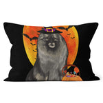 Halloween Pillow Dog Halloween Keeshond Jack O Lantern Pumpkin Halloween Throw Pillows Canvas Throw Pillow - Scotstee Shop