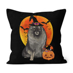 Halloween Pillow Dog Halloween Keeshond Jack O Lantern Pumpkin Halloween Throw Pillows Canvas Throw Pillow - Scotstee Shop
