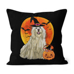 Halloween Pillow Dog Halloween Komondorok Jack O Lantern Pumpkin Halloween Throw Pillows Canvas Throw Pillow - Scotstee Shop