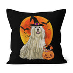 Halloween Pillow Dog Halloween Komondorok Jack O Lantern Pumpkin Halloween Throw Pillows Canvas Throw Pillow - Scotstee Shop