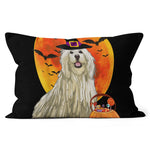 Halloween Pillow Dog Halloween Komondorok Jack O Lantern Pumpkin Halloween Throw Pillows Canvas Throw Pillow - Scotstee Shop