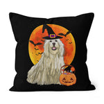 Halloween Pillow Dog Halloween Komondorok Jack O Lantern Pumpkin Halloween Throw Pillows Canvas Throw Pillow - Scotstee Shop