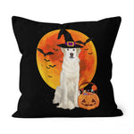 Halloween Pillow Dog Halloween Kuvaszok Jack O Lantern Pumpkin Halloween Throw Pillows Canvas Throw Pillow - Scotstee Shop