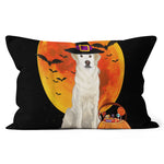 Halloween Pillow Dog Halloween Kuvaszok Jack O Lantern Pumpkin Halloween Throw Pillows Canvas Throw Pillow - Scotstee Shop