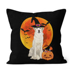 Halloween Pillow Dog Halloween Kuvaszok Jack O Lantern Pumpkin Halloween Throw Pillows Canvas Throw Pillow - Scotstee Shop