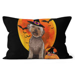 Halloween Pillow Dog Halloween Lagotti Romagnoli Jack O Lantern Pumpkin Halloween Throw Pillows Canvas Throw Pillow - Scotstee Shop
