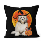 Halloween Pillow Dog Halloween Lowchen Jack O Lantern Pumpkin Halloween Throw Pillows Canvas Throw Pillow - Scotstee Shop