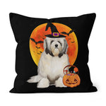 Halloween Pillow Dog Halloween Lowchen Jack O Lantern Pumpkin Halloween Throw Pillows Canvas Throw Pillow - Scotstee Shop