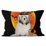Halloween Pillow Dog Halloween Lowchen Jack O Lantern Pumpkin Halloween Throw Pillows Canvas Throw Pillow - Scotstee Shop
