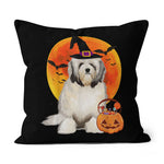 Halloween Pillow Dog Halloween Lowchen Jack O Lantern Pumpkin Halloween Throw Pillows Canvas Throw Pillow - Scotstee Shop