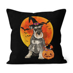 Halloween Pillow Dog Halloween Miniature Schnauzer Jack O Lantern Pumpkin Halloween Throw Pillows Canvas Throw Pillow - Scotstee Shop